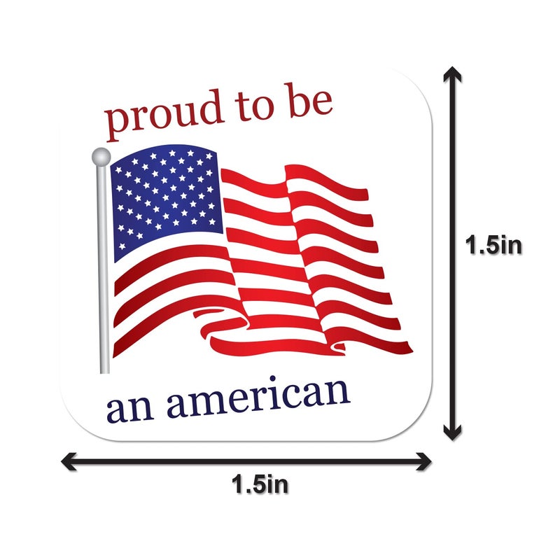 OfficeSmartLabels Proud to BE an American Labels (1.5 x 1.5 inch, Classic White, Red & Blue - 300 Labels) USA Patriotic Labels - Semi-Gloss - Image 2